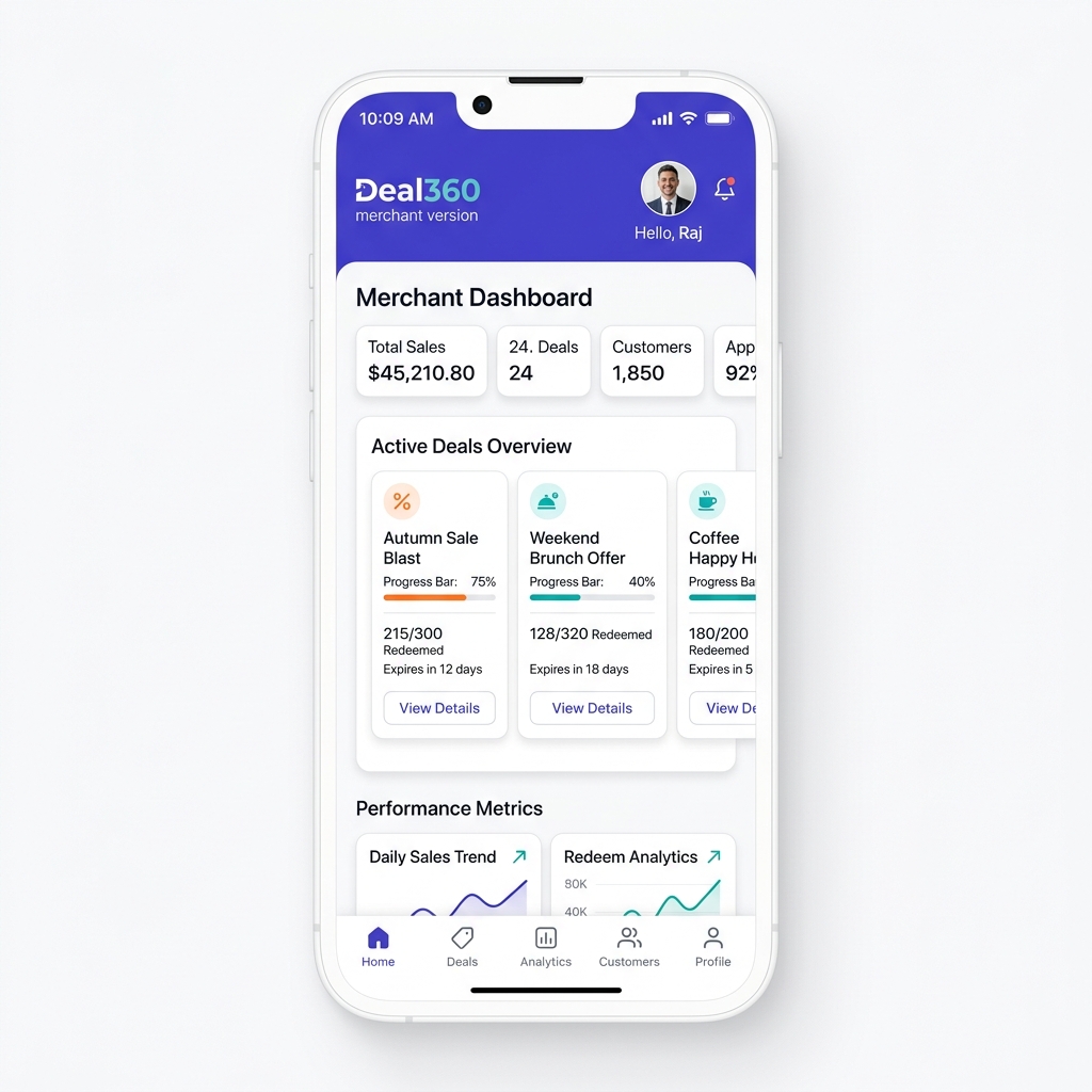 Deal360 Merchant App Mockup